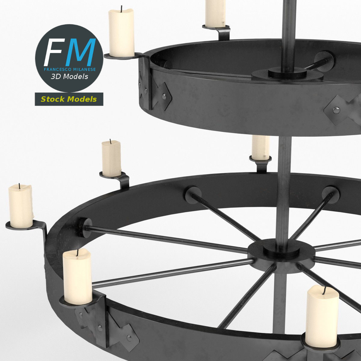 Medieval chandelier 4 3D model_4