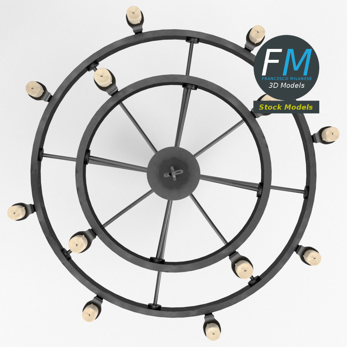 Medieval chandelier 4 3D model_6