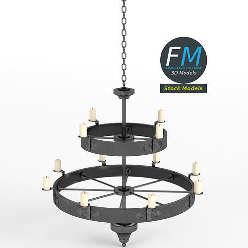 Medieval chandelier 4 3D model