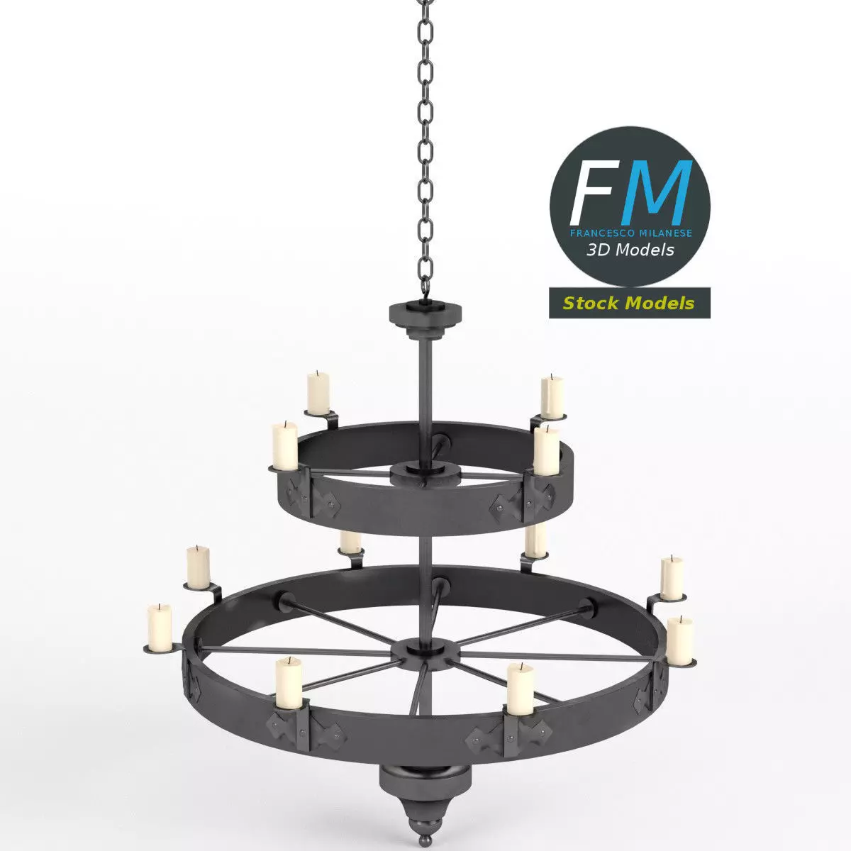 Medieval chandelier 4 3D model_0