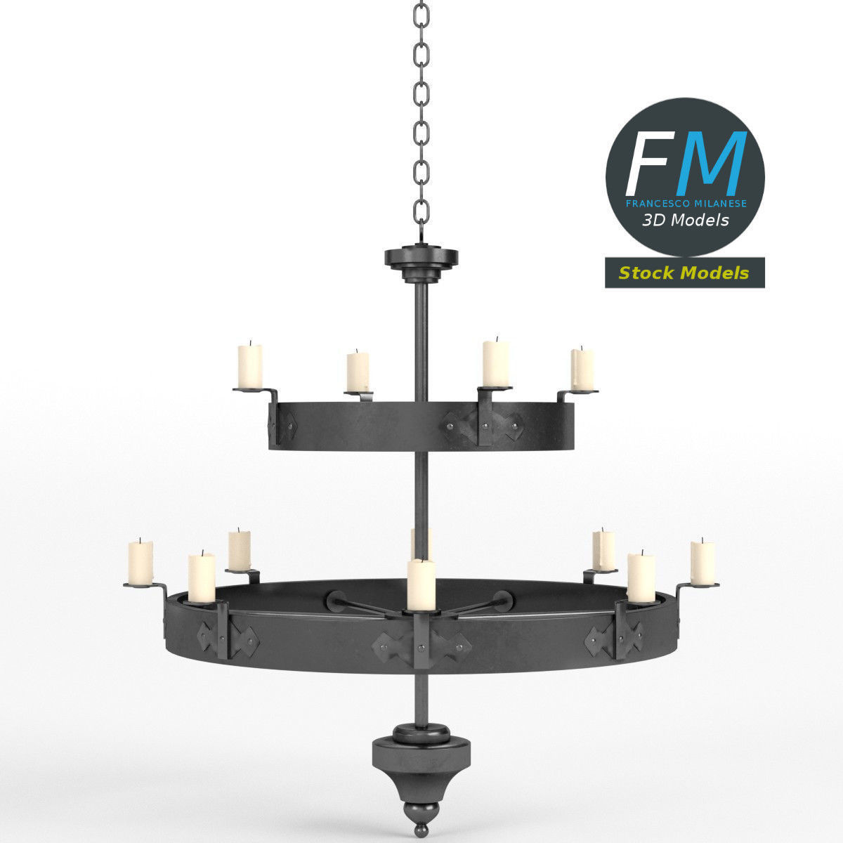 Medieval chandelier 4 3D model_3