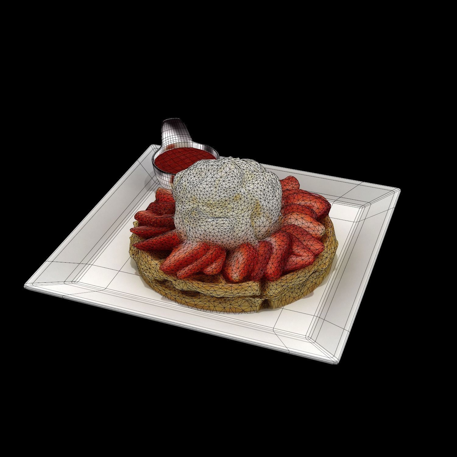 irreplaceable waffle Low-poly 3D model_4