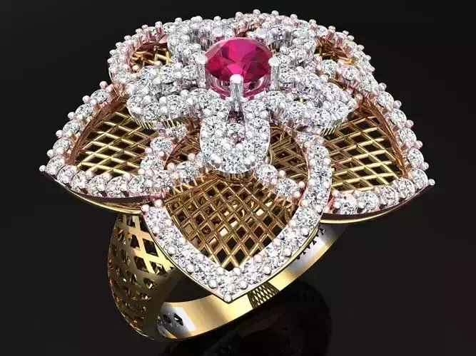  Mesh flower ring - Italian rings - Womens Rings - N6798