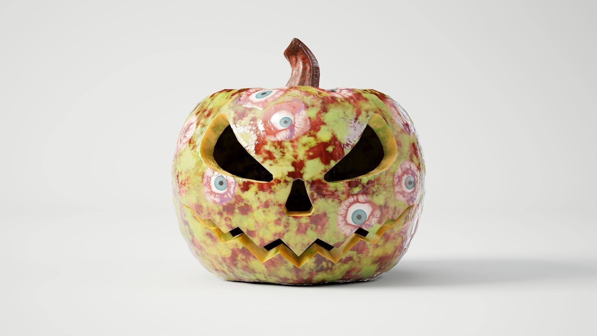 Rigged and animated halloween pumpkin with 4K PBR alien skin Low-poly 3D model_4