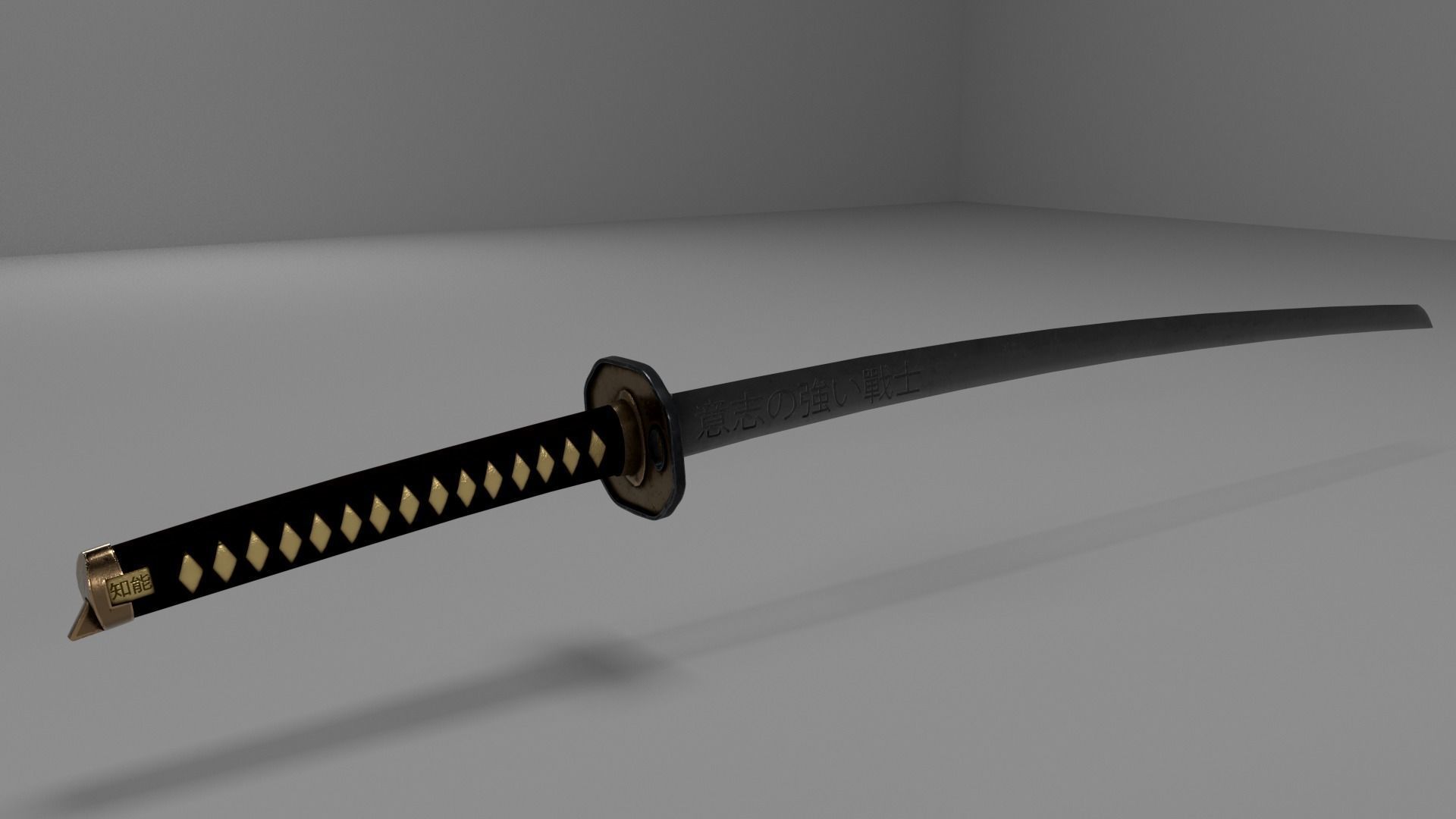 Katan Low-poly 3D model samurai sword Low-poly 3D model_1