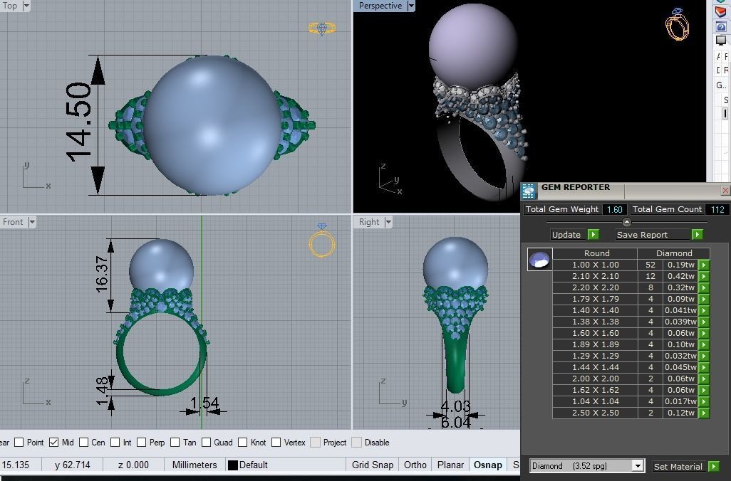 Pearl diamond ring  527 3D print model_5