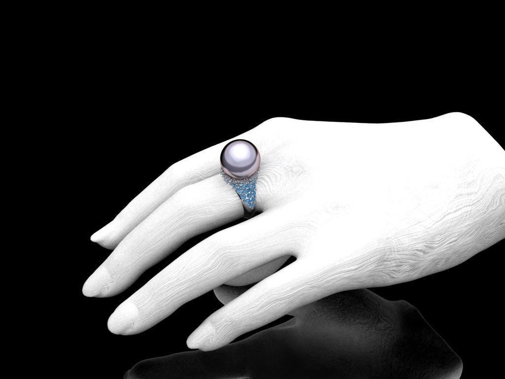 Pearl diamond ring  527 3D print model_4