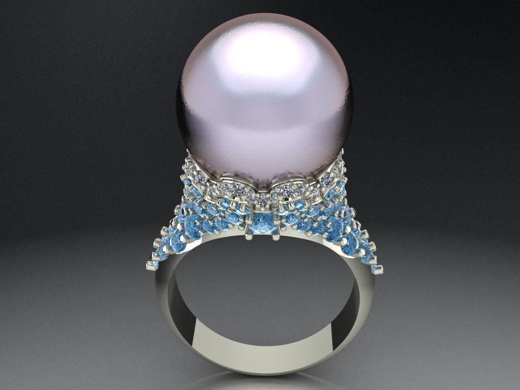 Pearl diamond ring  527 3D print model_1