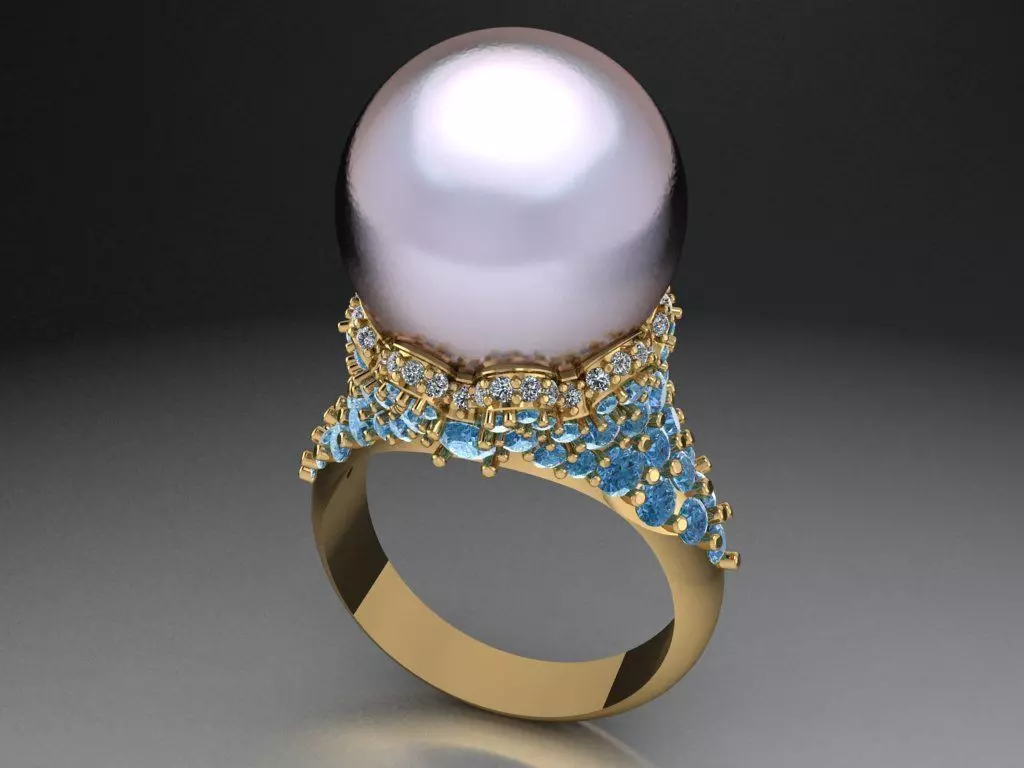 Pearl diamond ring  527 3D print model_0