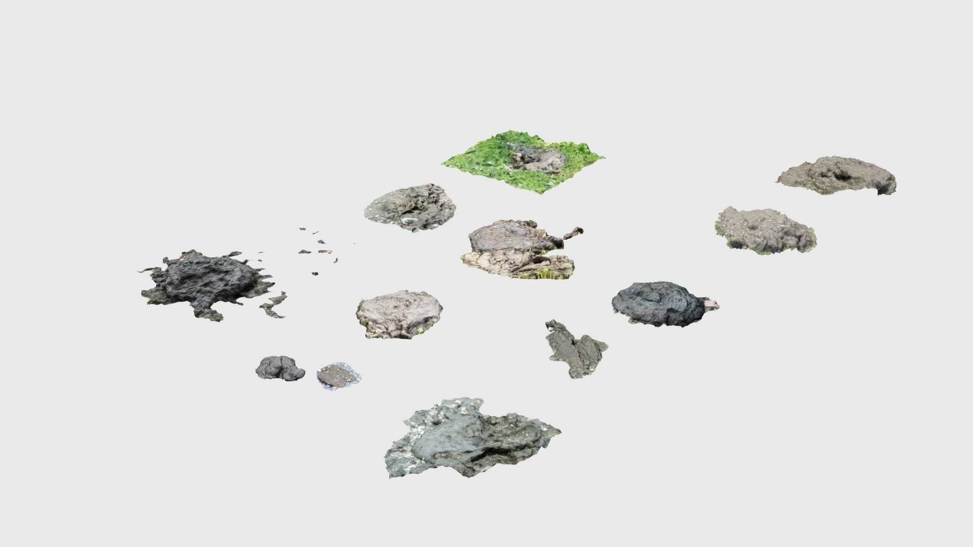 Cow manure set Low-poly 3D model_4