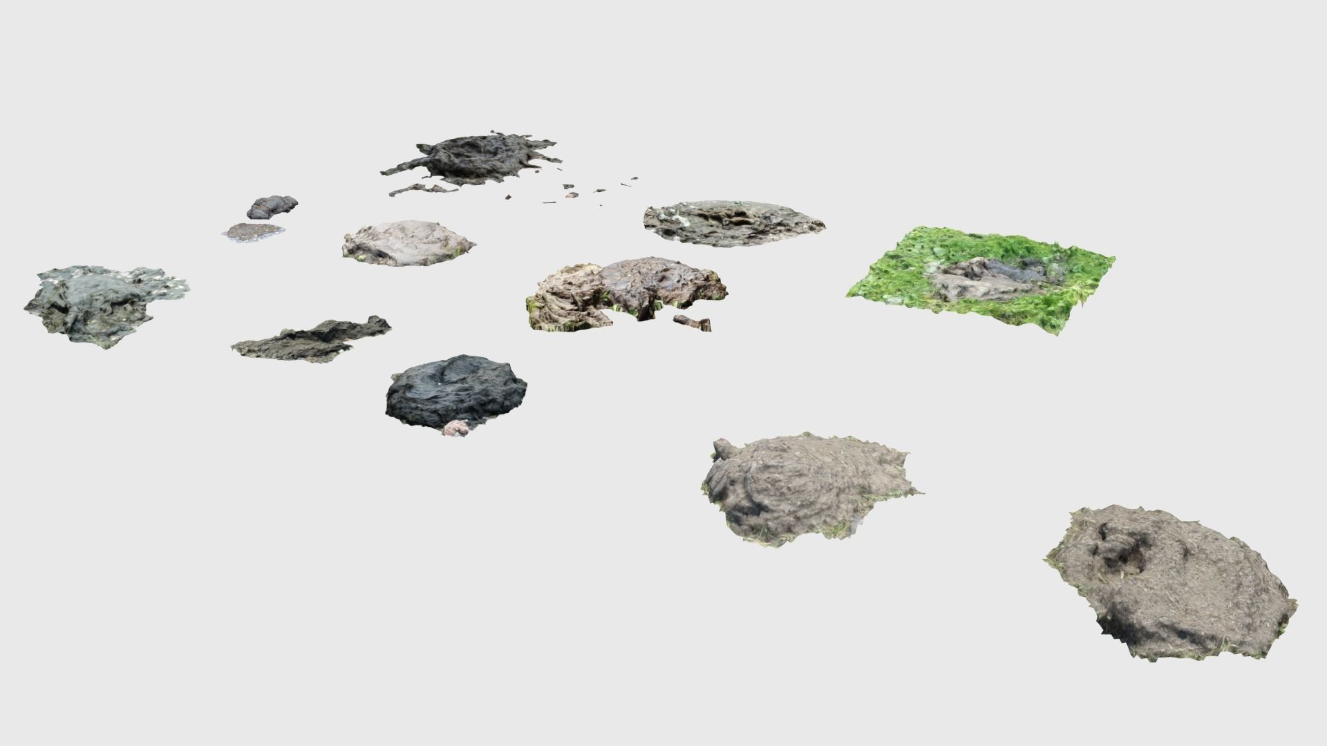 Cow manure set Low-poly 3D model_6