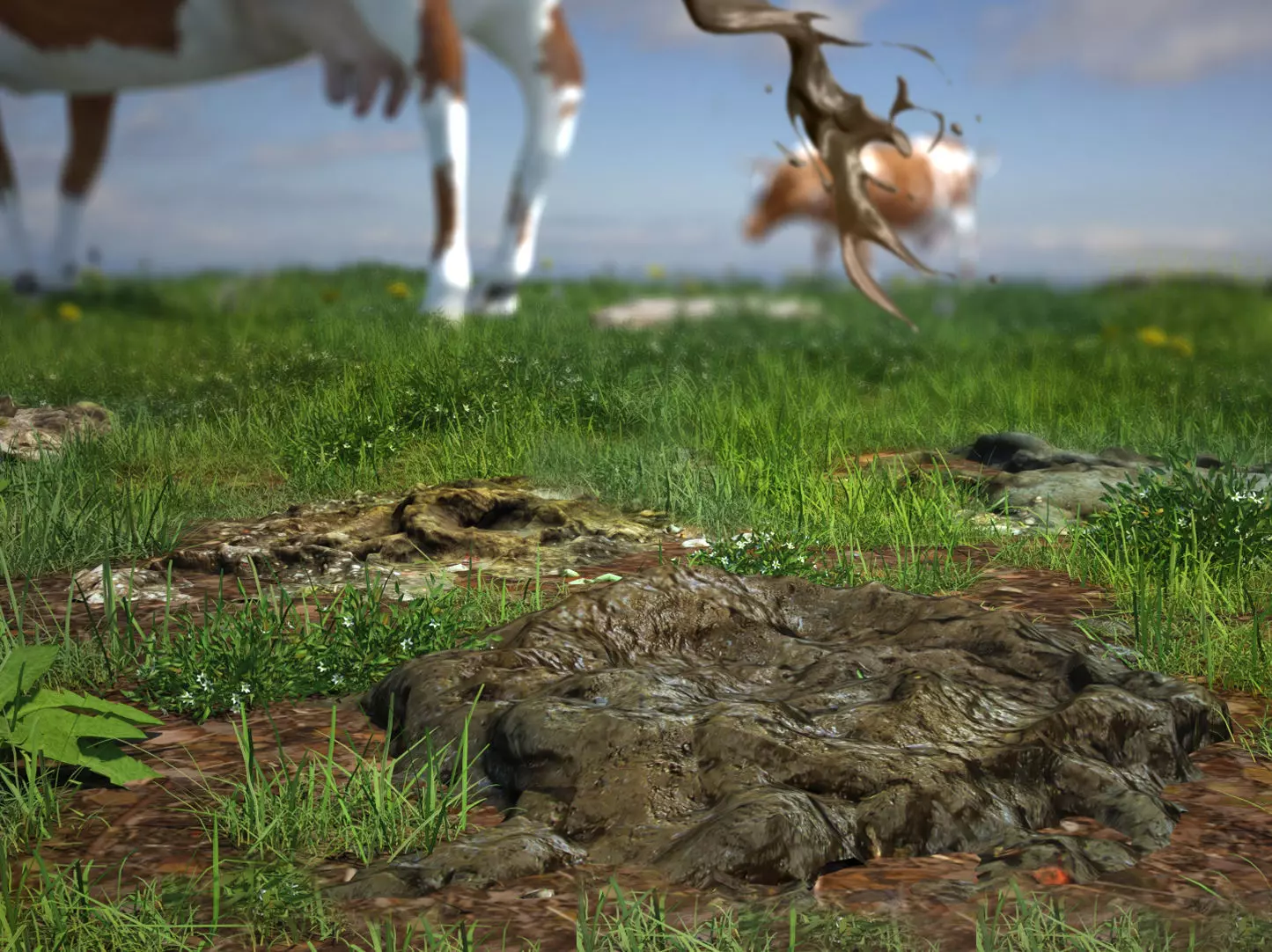 Cow manure set Low-poly 3D model_0