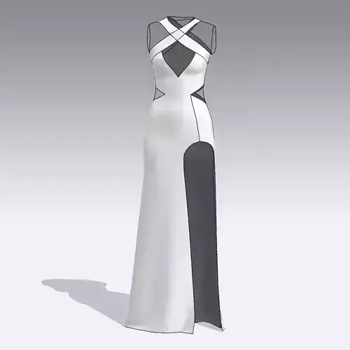 DRESS WHITE SLIT LONG DRESS