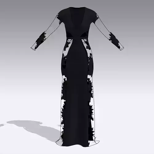  LACE BLACK DRESS DRESS DEKOLETTE LONG DRESS