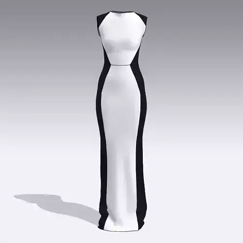 BLACK AND WHITE DRESS FASHION LONG DRESS
