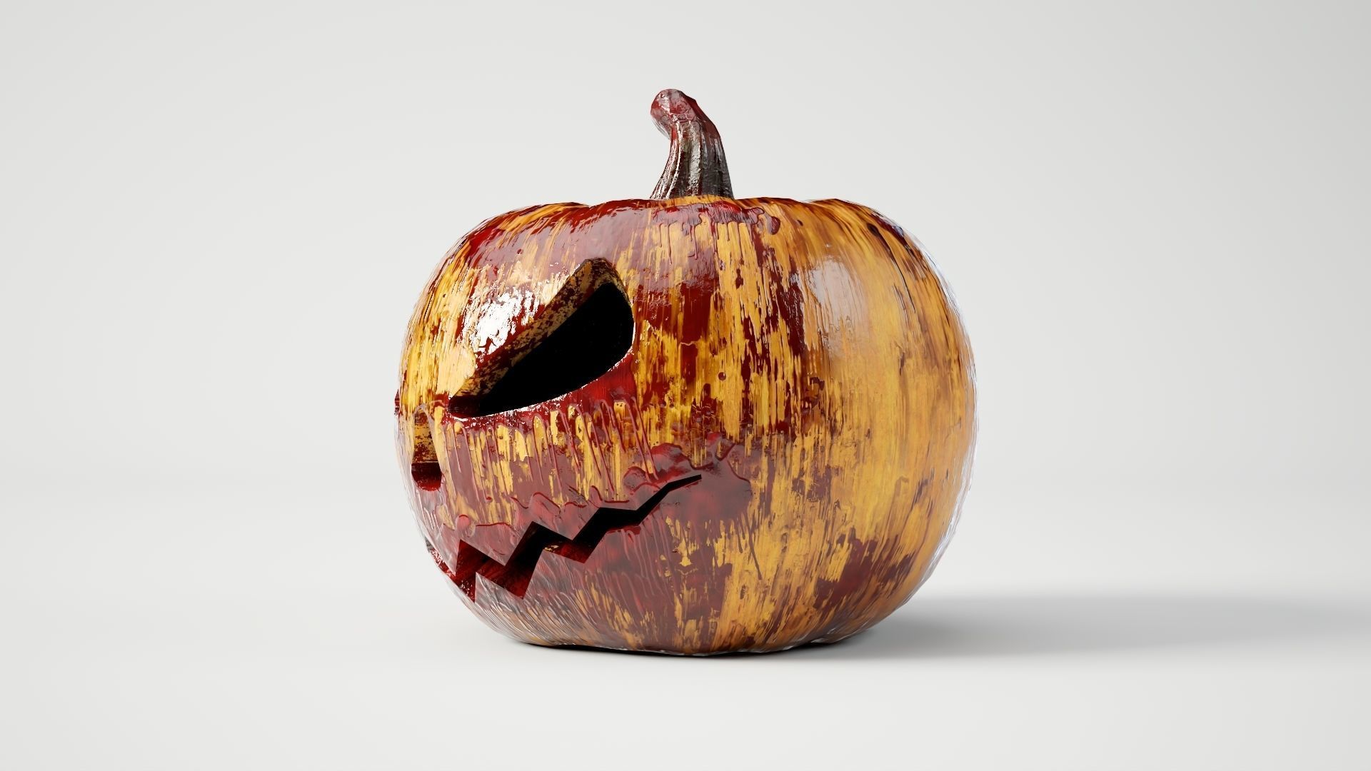 Rigged and animated Bloody halloween pumpkin with 4K PBR  Low-poly 3D model_5