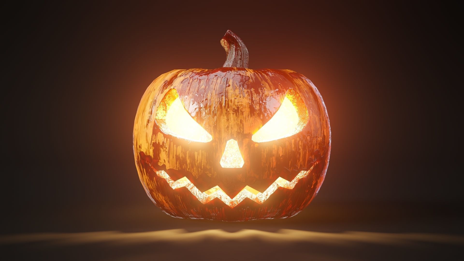 Rigged and animated Bloody halloween pumpkin with 4K PBR  Low-poly 3D model_2