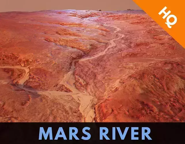 Mars River Desert Terrain Landscape Planet Mountains Aerial 