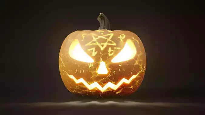 Rigged and animated conjure themed halloween pumpkin Low-poly 3D model