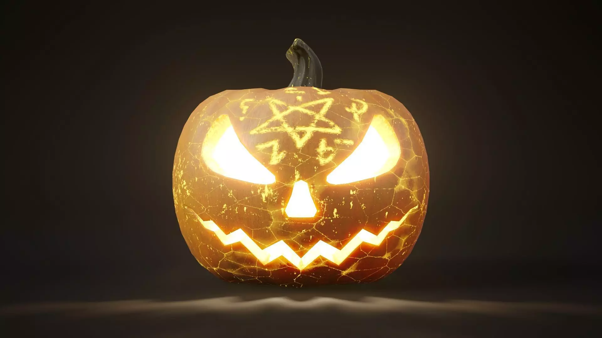 Rigged and animated conjure themed halloween pumpkin Low-poly 3D model_0