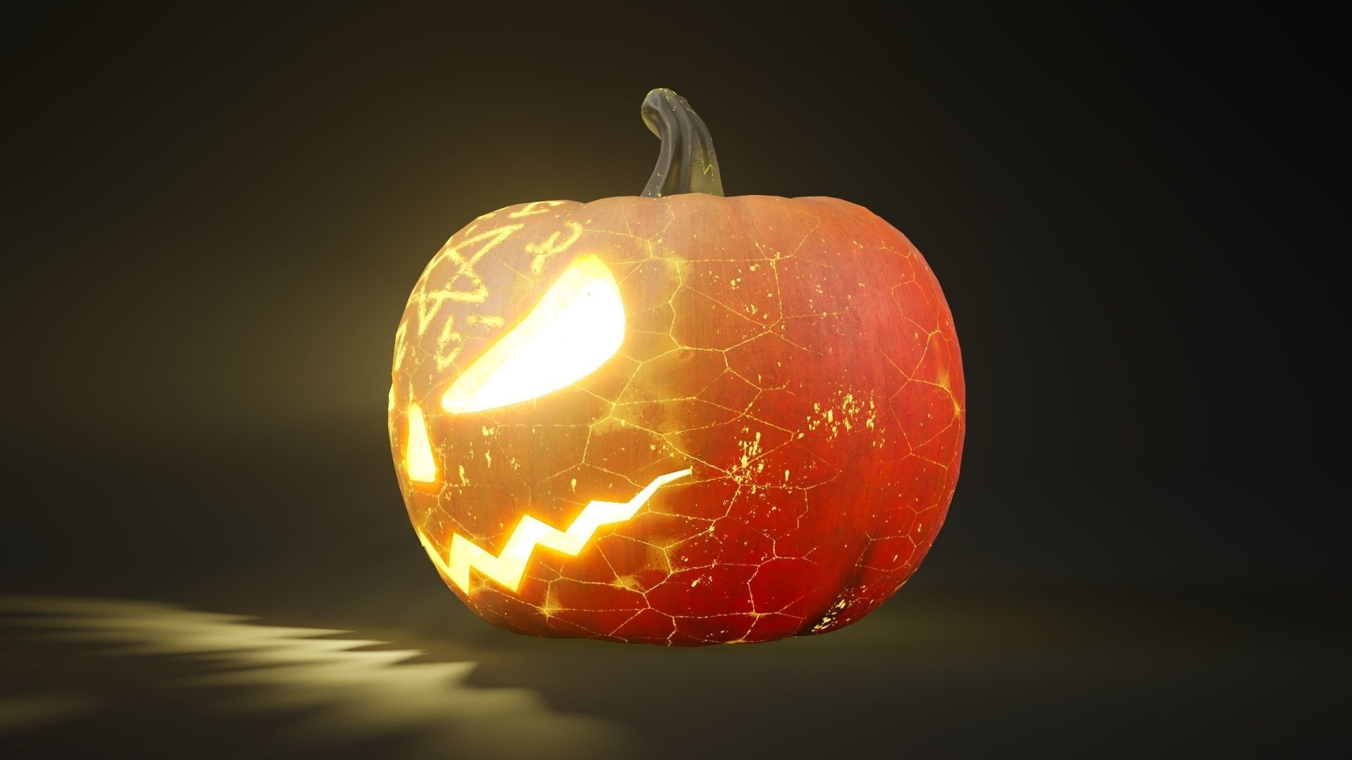 Rigged and animated conjure themed halloween pumpkin Low-poly 3D model_2