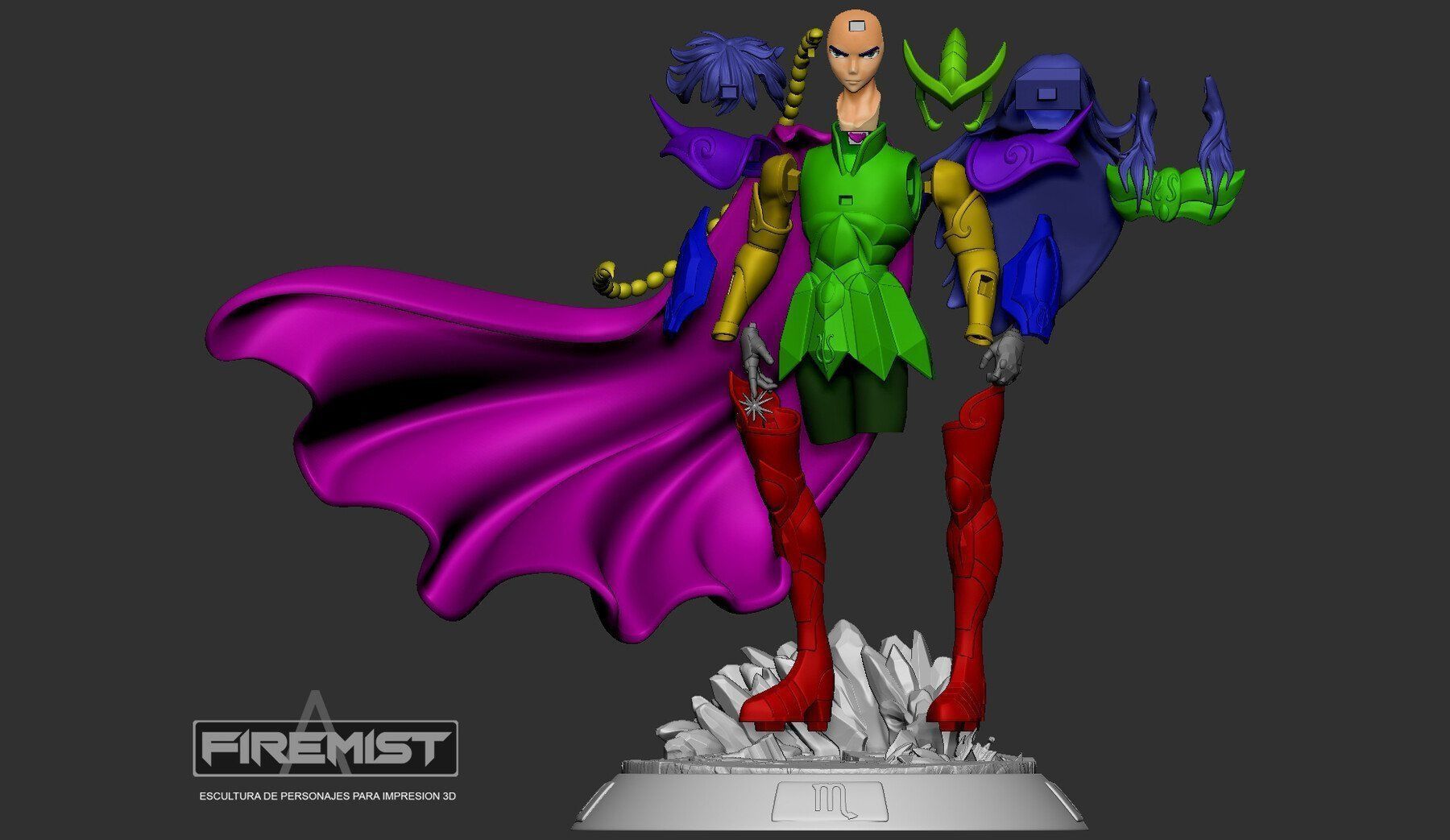 Saint Seiya scorpio male and female fanart 3D print model_7
