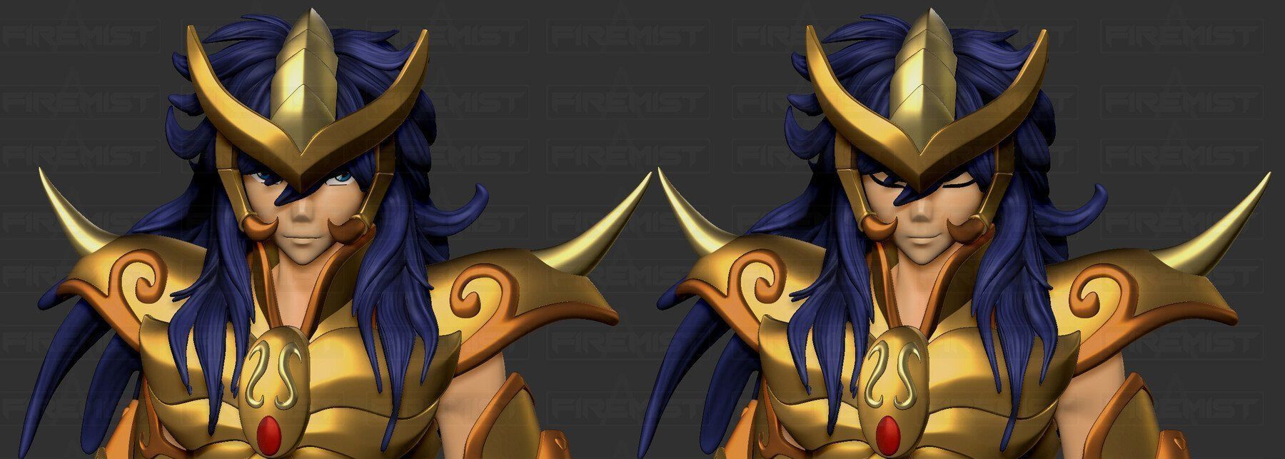 Saint Seiya scorpio male and female fanart 3D print model_8