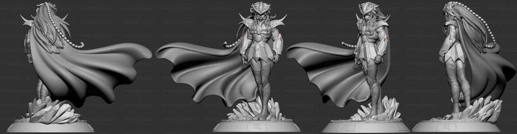 Saint Seiya scorpio male and female fanart 3D print model_9