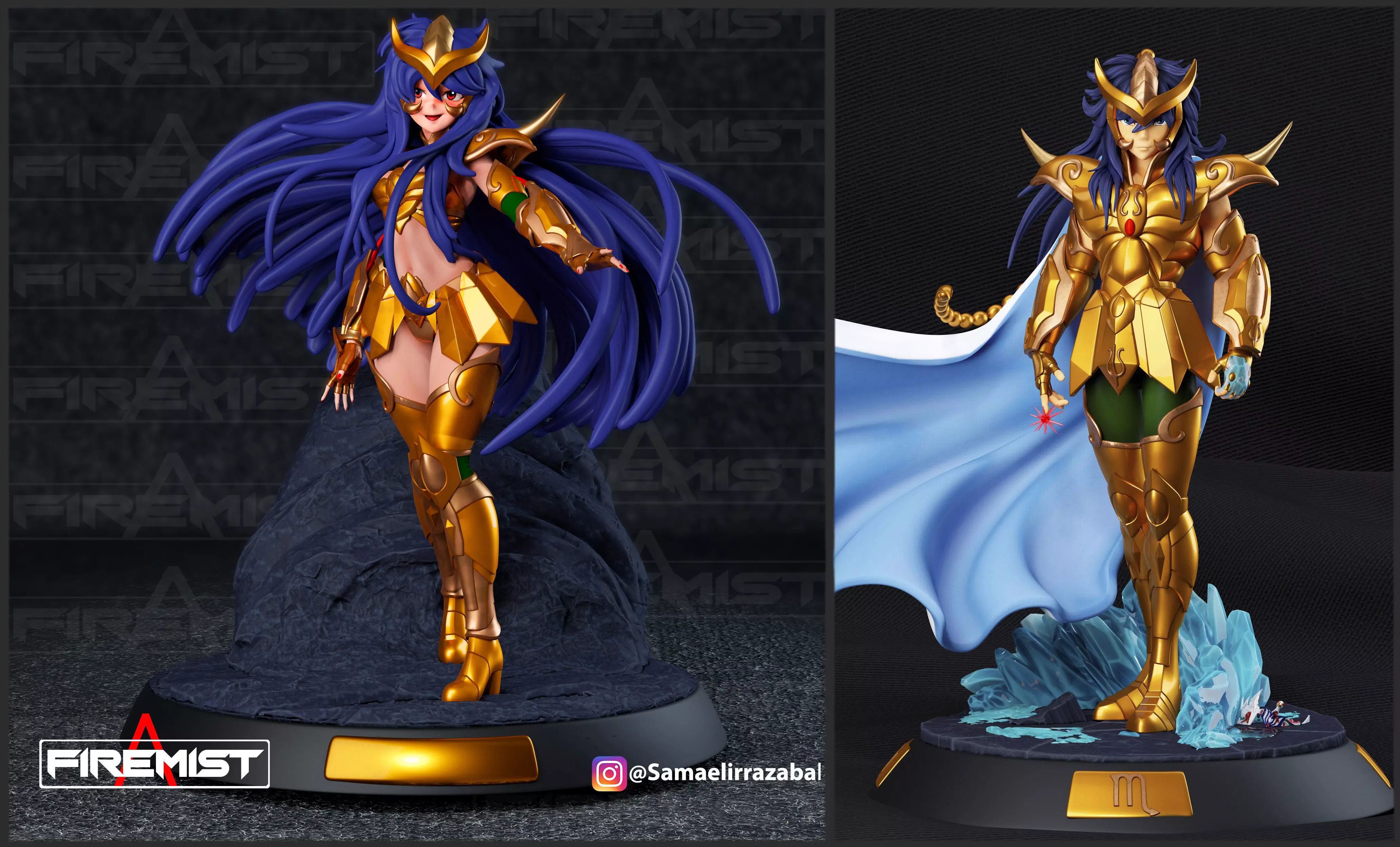 Saint Seiya scorpio male and female fanart 3D print model_0