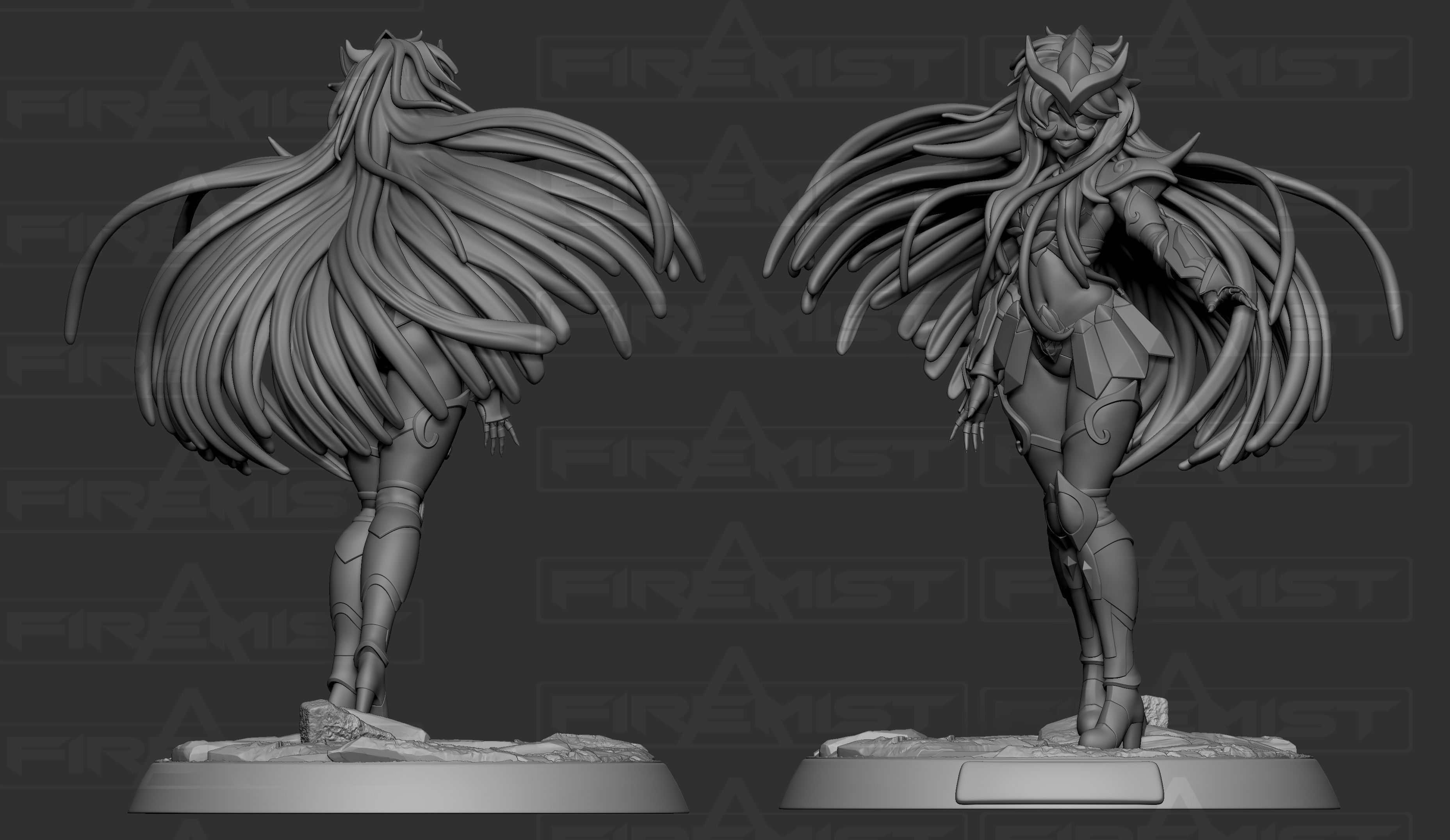 Saint Seiya scorpio male and female fanart 3D print model_2