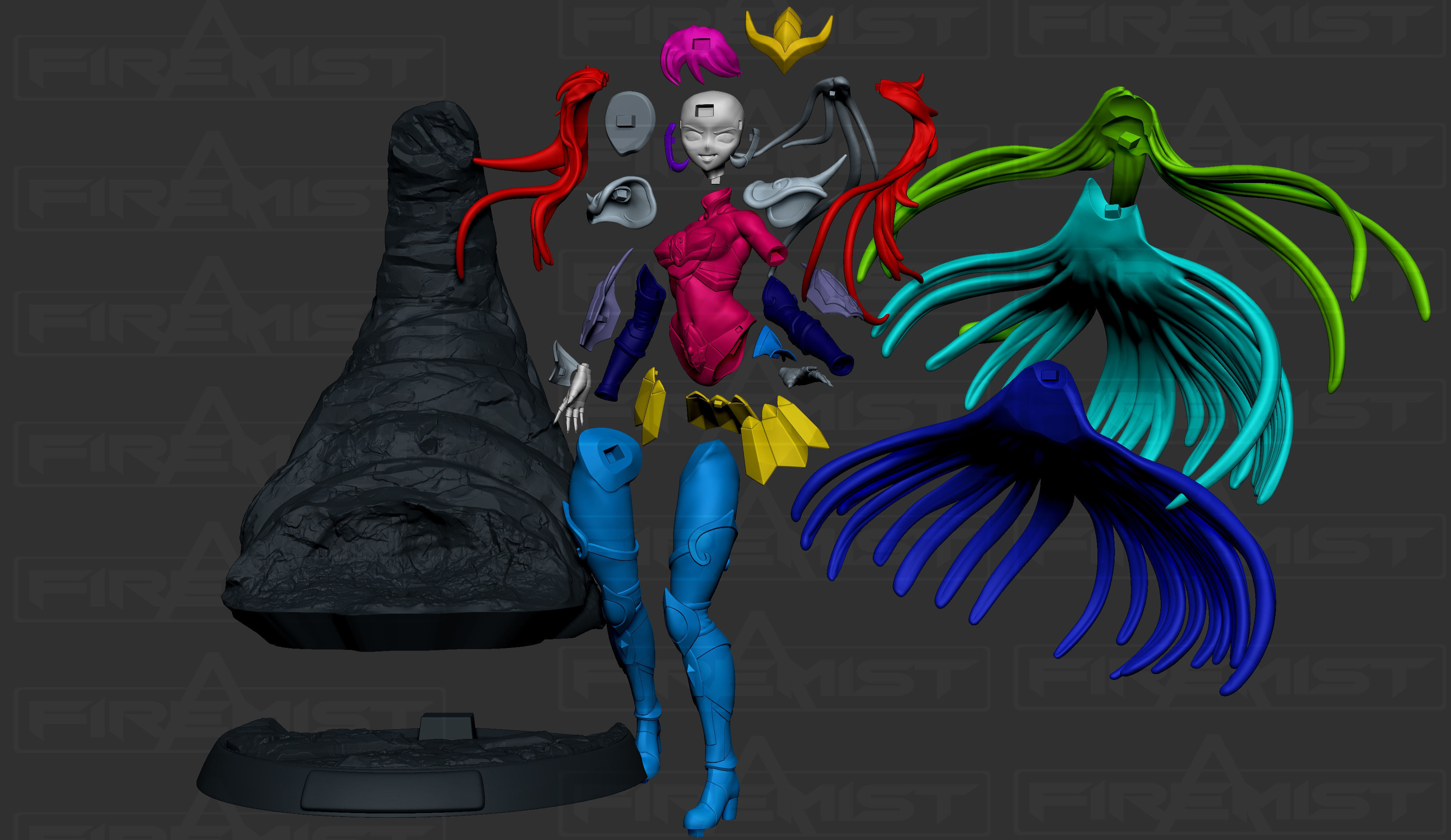 Saint Seiya scorpio male and female fanart 3D print model_4