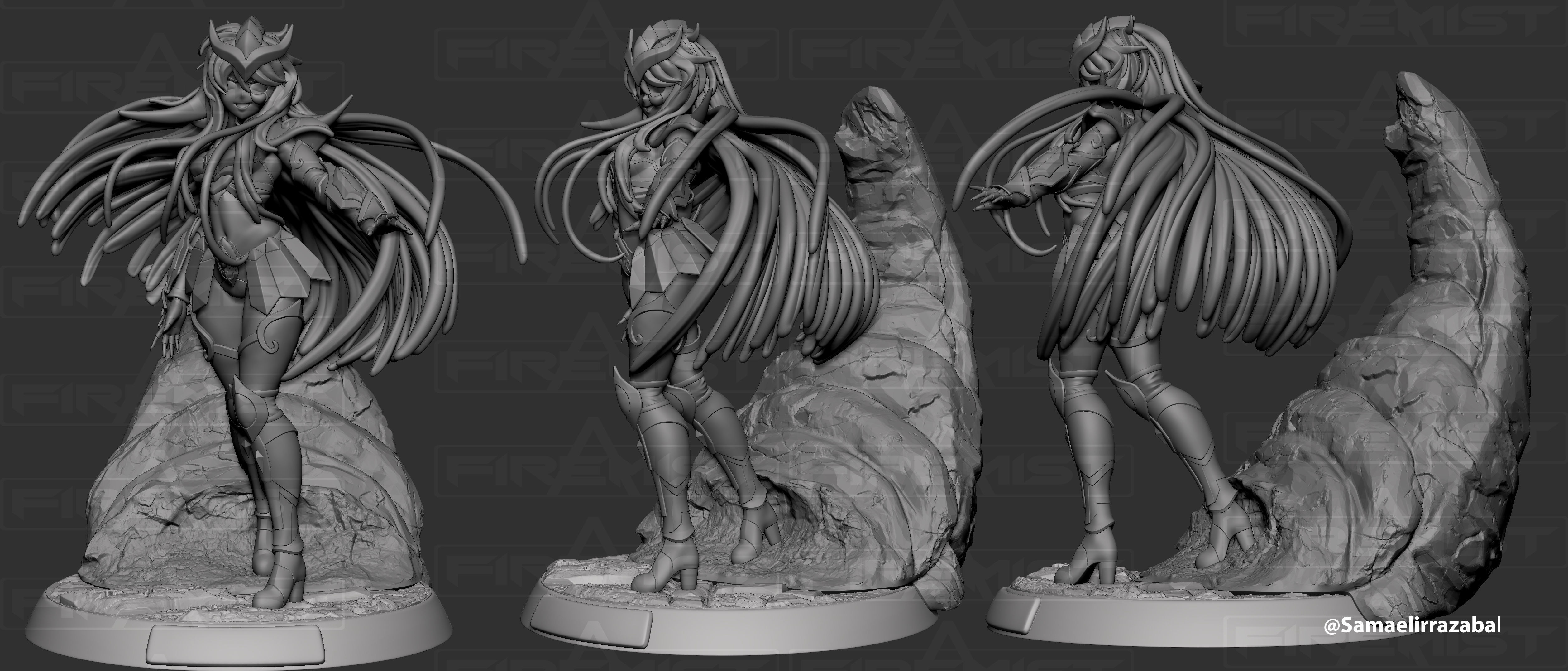 Saint Seiya scorpio male and female fanart 3D print model_3