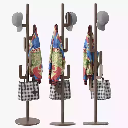 KASLANDI Wood Coat Rack Stand 3D model