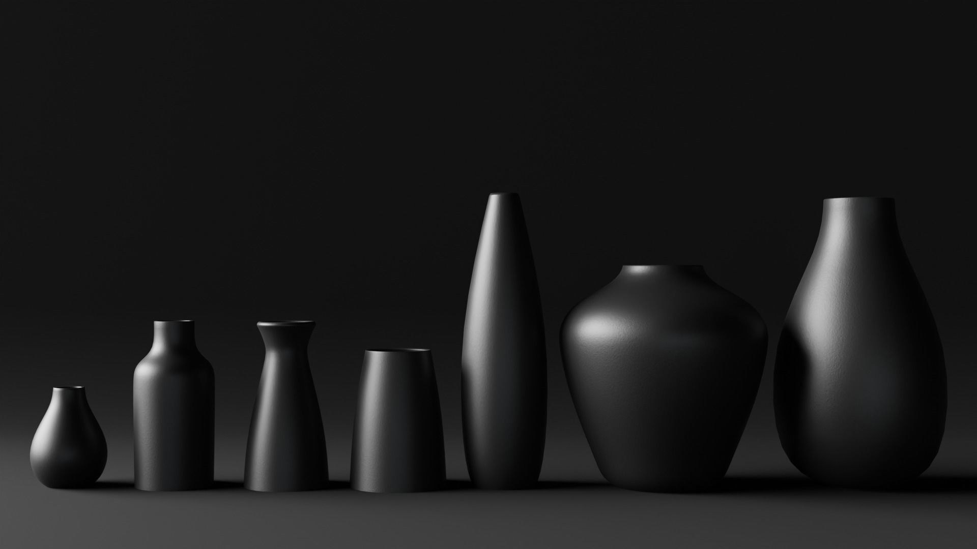 Modern Vase set Low-poly 3D model_2