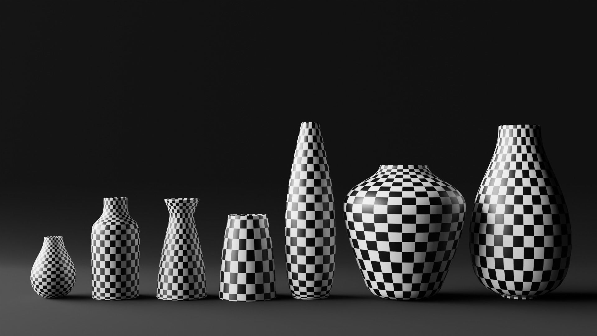 Modern Vase set Low-poly 3D model_6