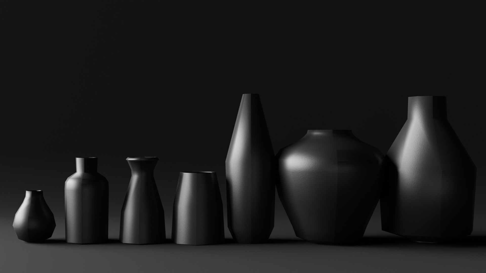 Modern Vase set Low-poly 3D model_1
