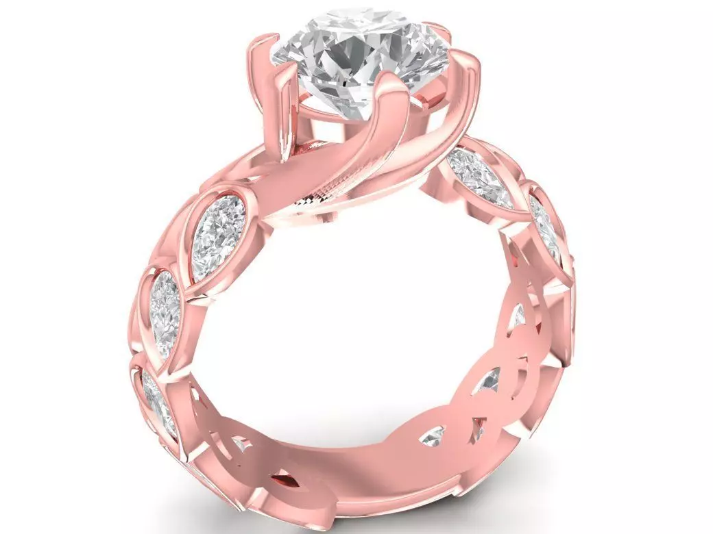 Organic Honeycomb Diamond Ring for Women 2819 3D print model
