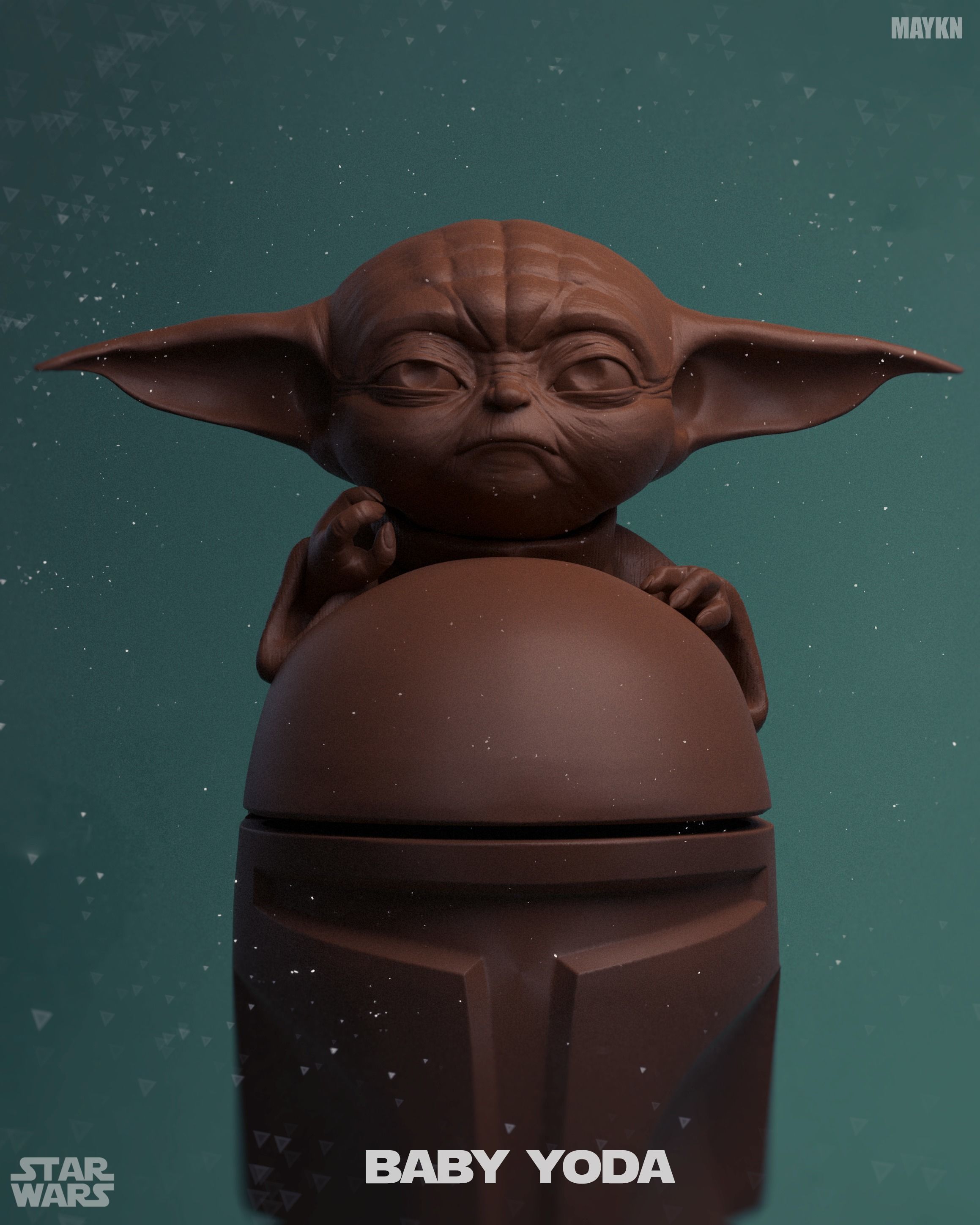 Baby Yoda The Mandalorian 3D Bust Print 3D print model_2