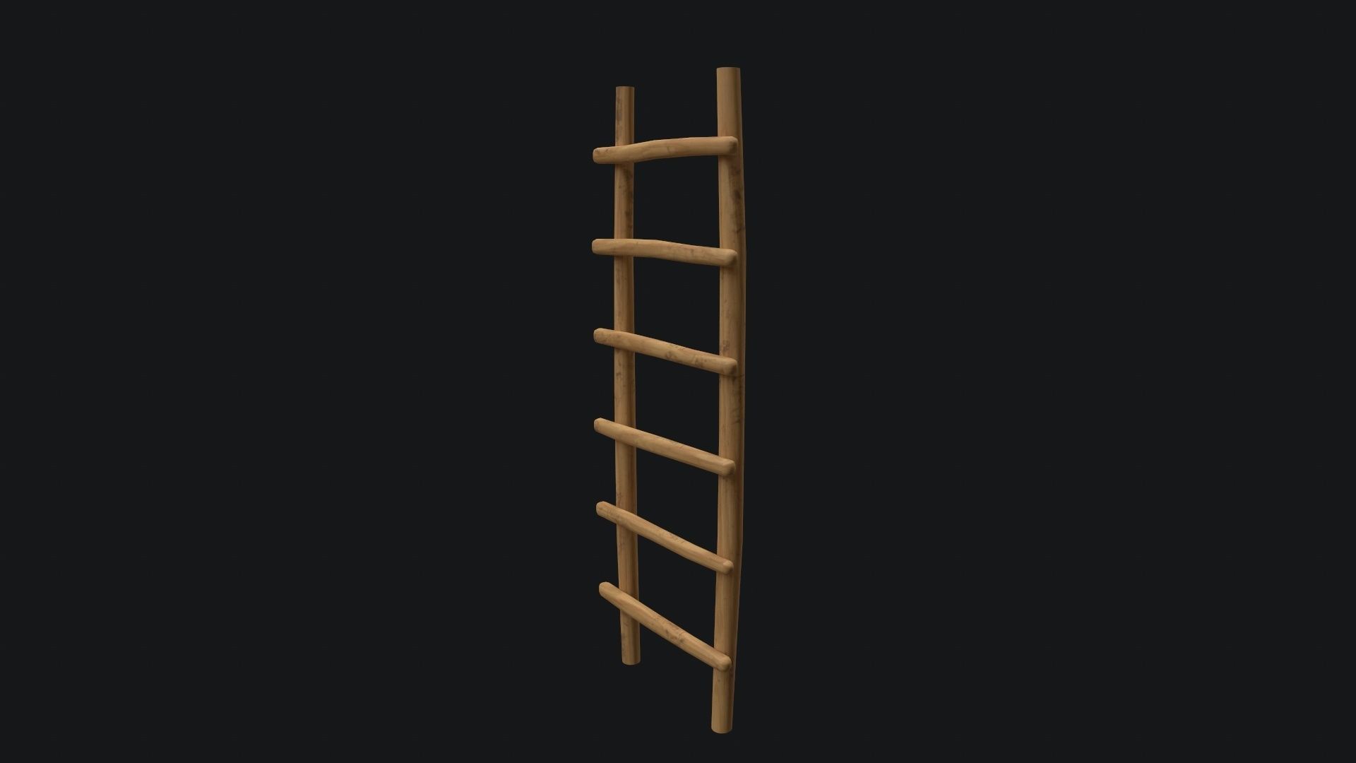 Old Wooden Ladder  Low-poly 3D model_2