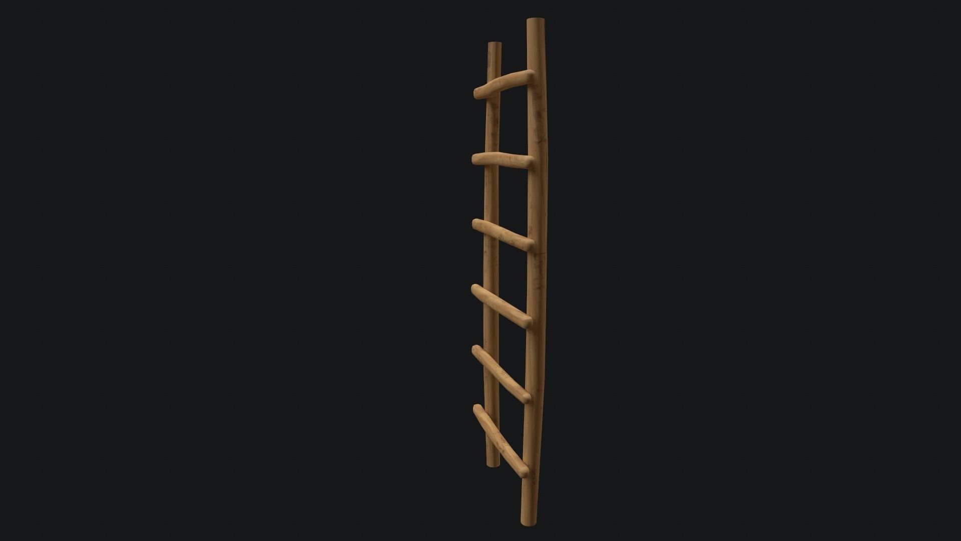 Old Wooden Ladder  Low-poly 3D model_12