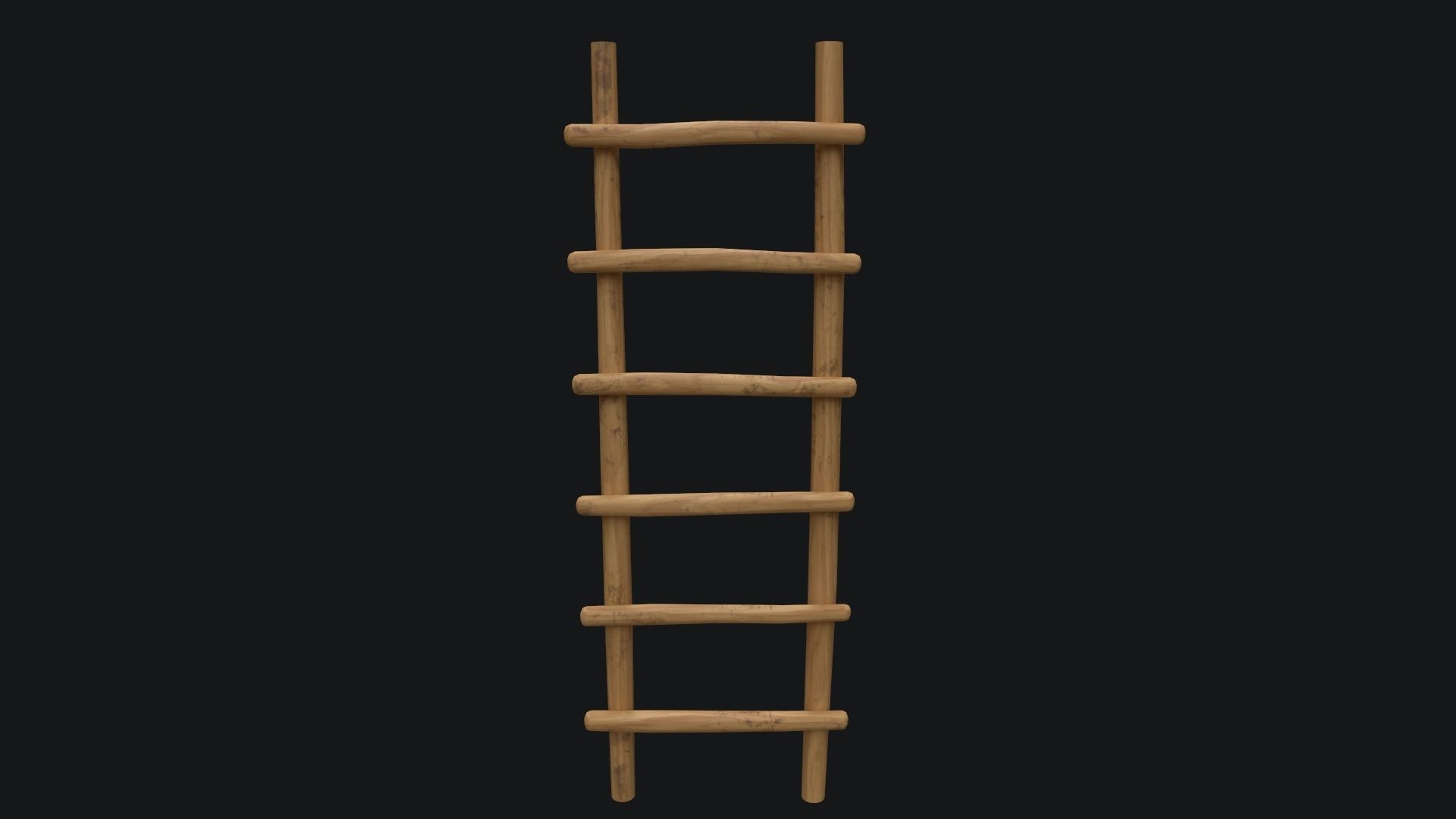 Old Wooden Ladder  Low-poly 3D model_1