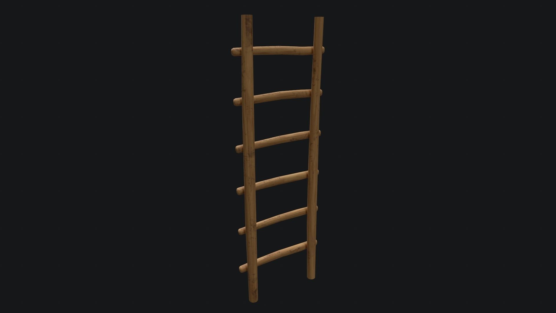 Old Wooden Ladder  Low-poly 3D model_3