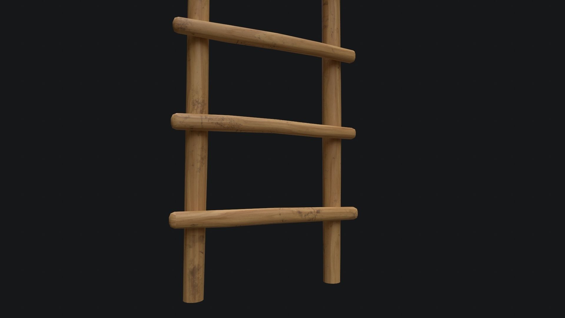Old Wooden Ladder  Low-poly 3D model_6