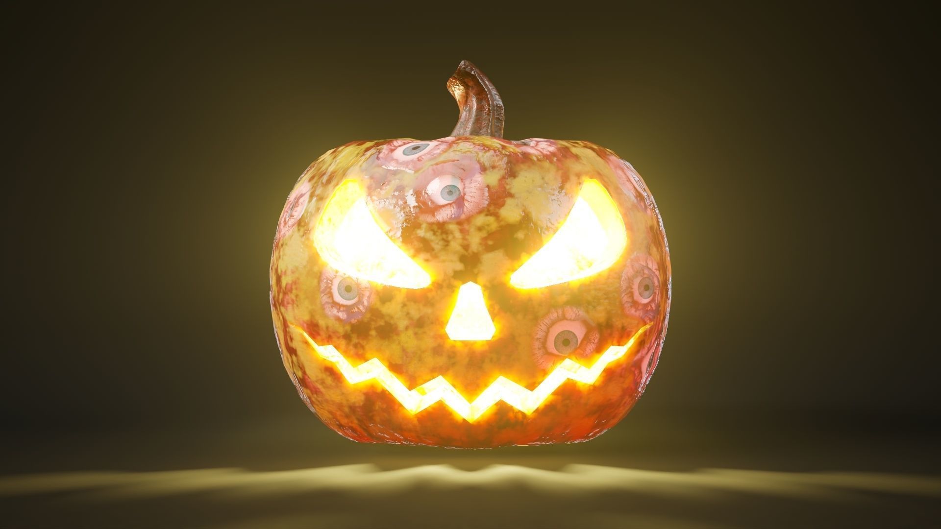 Rigged and animated halloween pumpkin with 5 PBR skins in 4K tex Low-poly 3D model_12