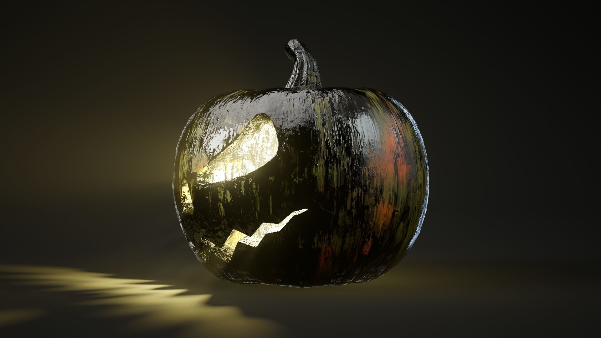 Rigged and animated halloween pumpkin with 5 PBR skins in 4K tex Low-poly 3D model_9