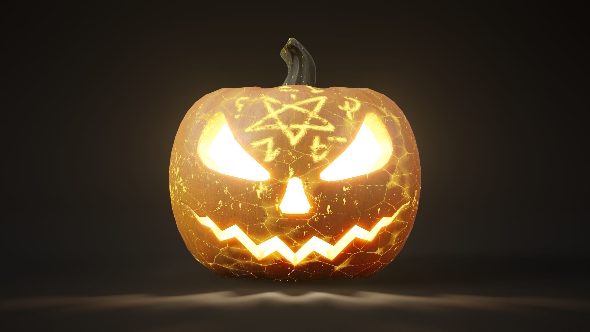 Rigged and animated halloween pumpkin with 5 PBR skins in 4K tex Low-poly 3D model_10