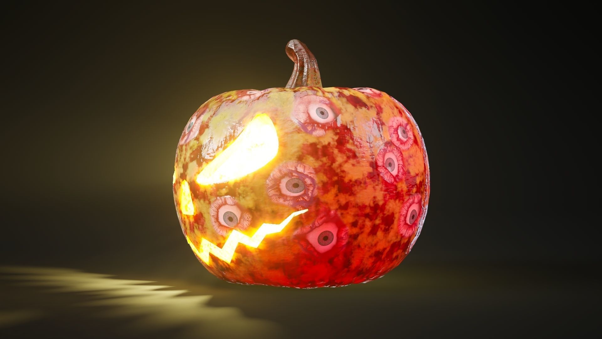 Rigged and animated halloween pumpkin with 5 PBR skins in 4K tex Low-poly 3D model_13