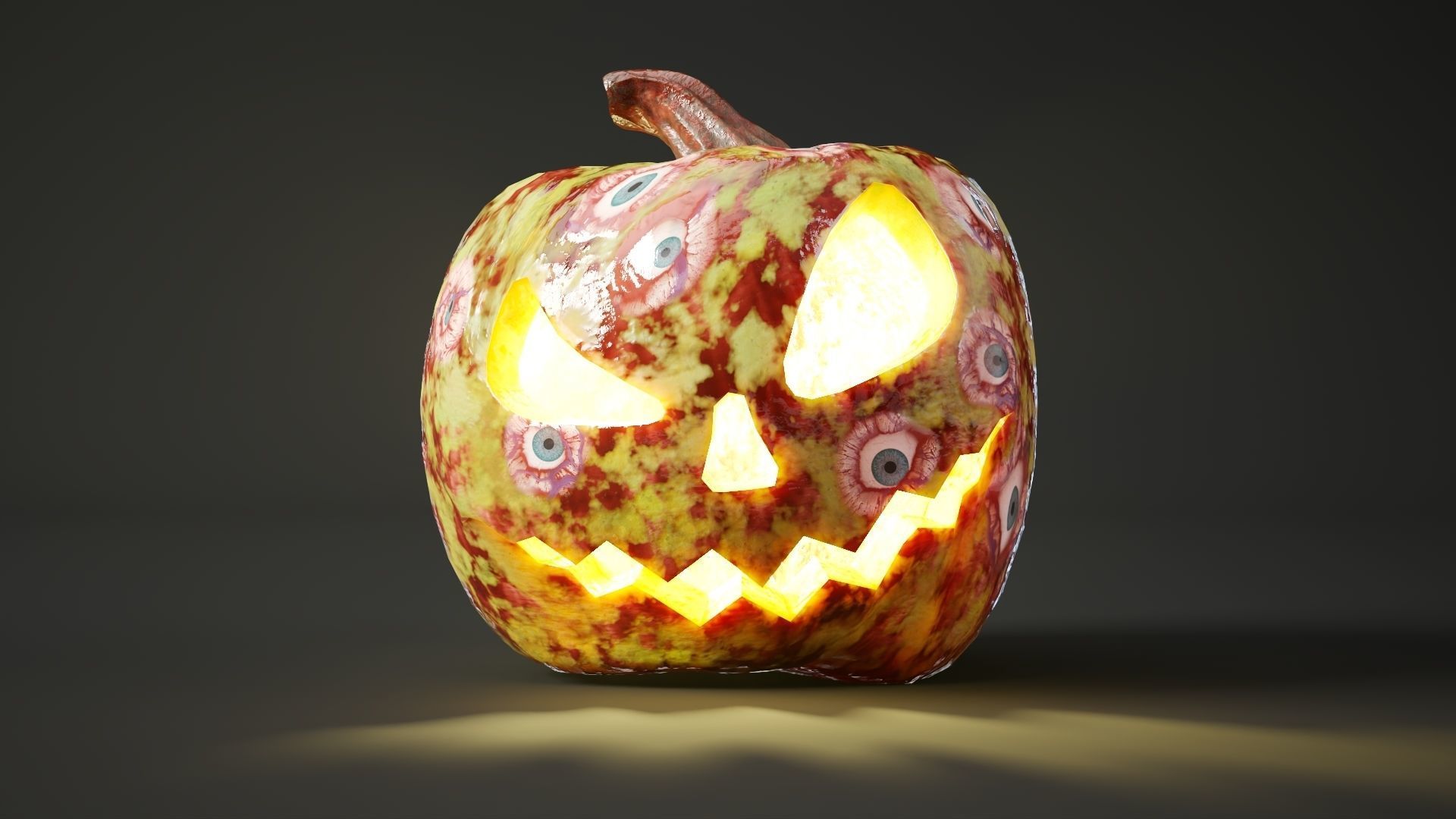 Rigged and animated halloween pumpkin with 5 PBR skins in 4K tex Low-poly 3D model_27
