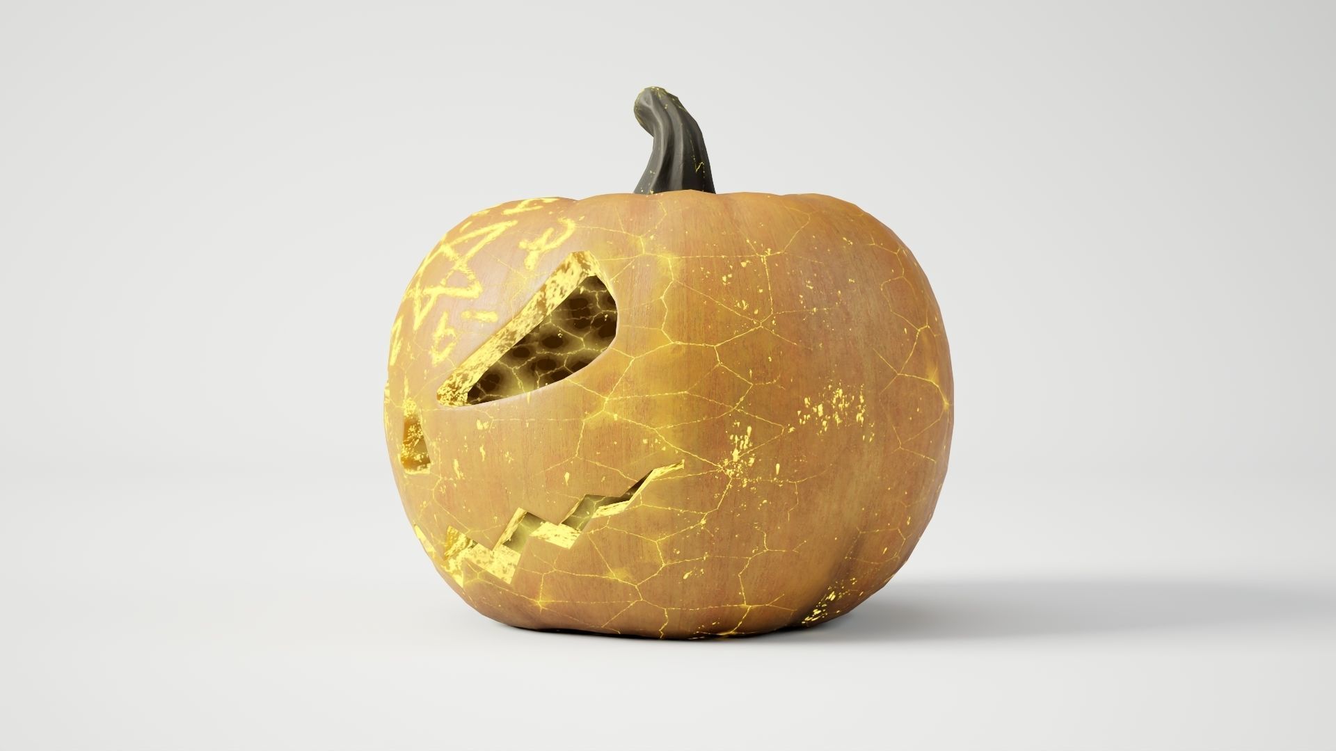 Rigged and animated halloween pumpkin with 5 PBR skins in 4K tex Low-poly 3D model_17