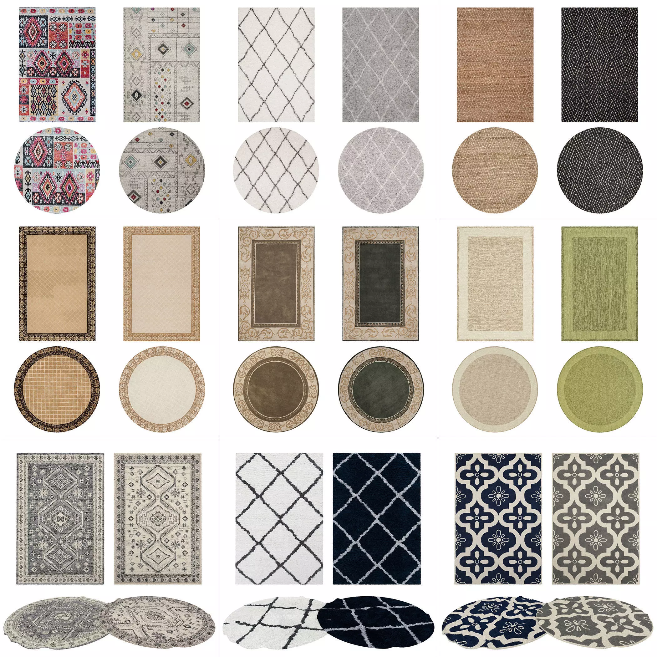 9 in 1 Rug Collection No 24 Low-poly 3D model_0